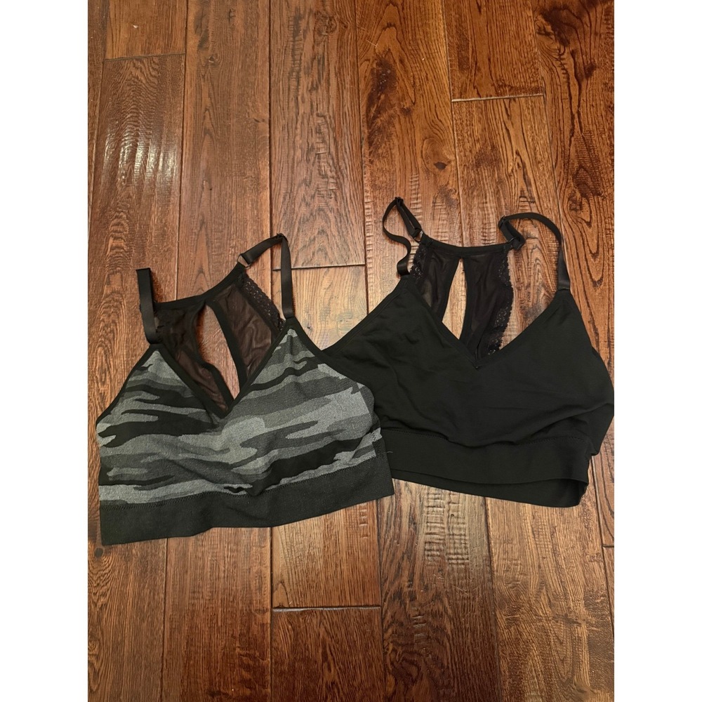 Just Be Bralette Lot 2 Black Camo Mesh Lace Racerback Women 3X